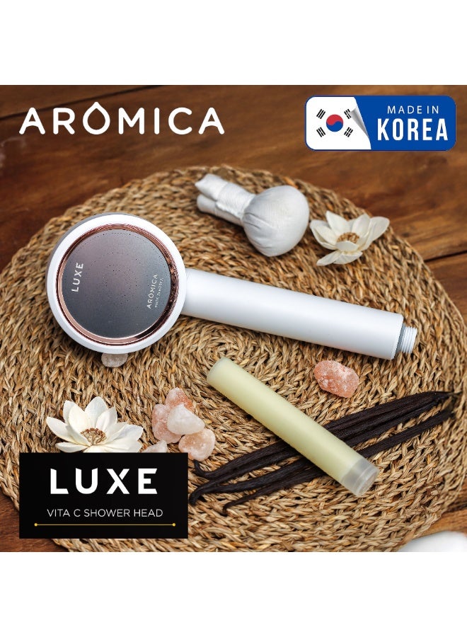 اروميكا رأس دش AROMICA ARO LUXE فاخر بتصميم أبيض – صناعة كورية - Image 1